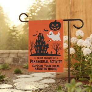 Haunted House Garden Banner, Halloween Yard Decor, Spooky Outdoor Decoration, Fall Garden Flag, Seasonal Home Accent