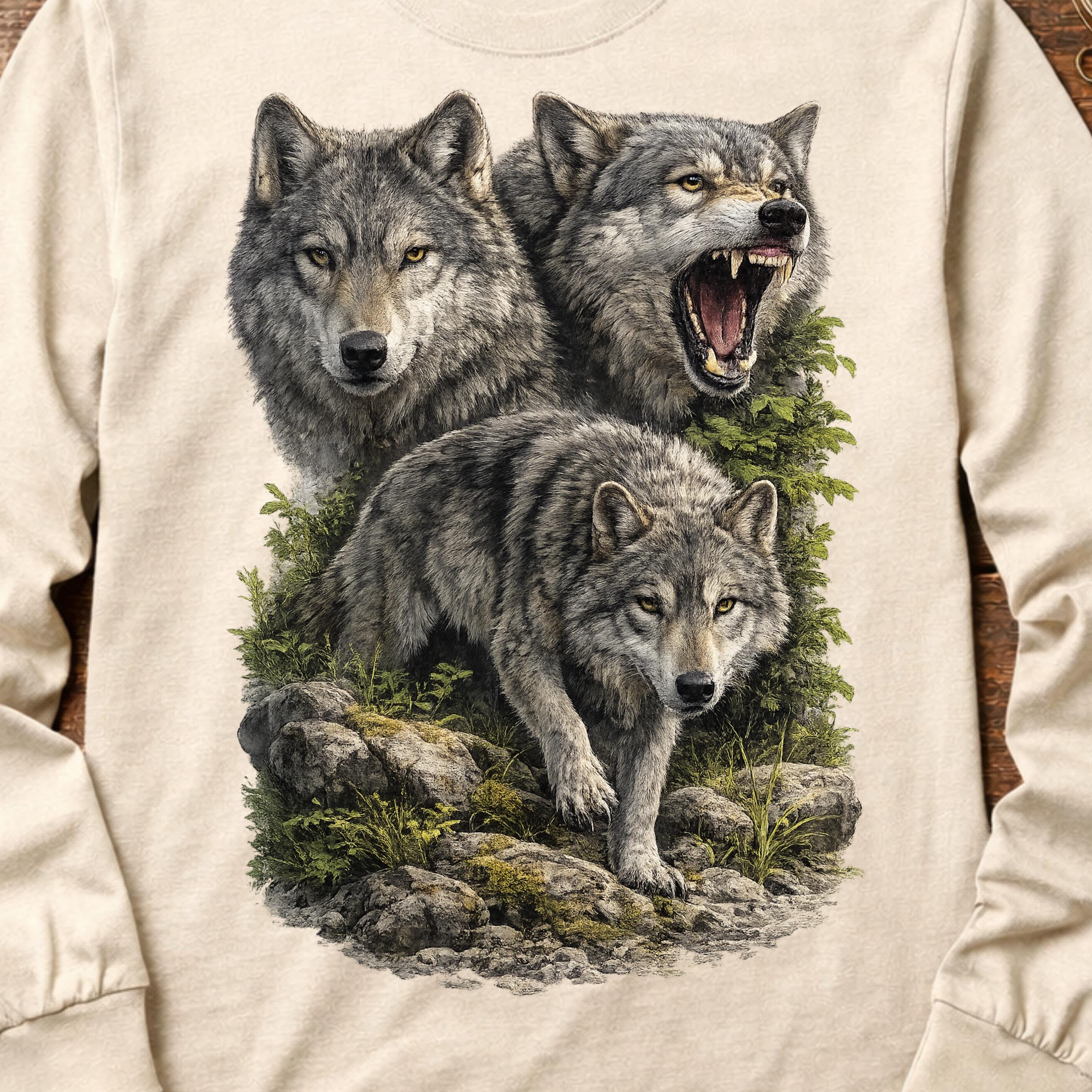 Vintage Wolf Pack Long Sleeve Shirt | Wildlife Graphic Tee Wolf Lover ...