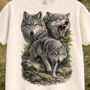 Wolf Pack Shirt, Wildlife Graphic Tee, Wolf Lover Gift, Nature Animal Shirt Men Women, Comfort Colors 1717, Vintage Wolf Tee