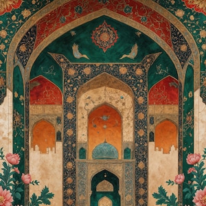 Islamic Ornate Wall Decor with Traditional Patterns | Printable