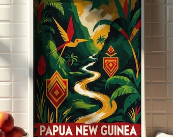 Impresión de Papúa Nueva Guinea: Arte mural tribal audaz (descarga digital)