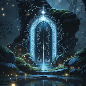 Durin’s Door Poster – Whimsical Elvish Gate Art| Digital Printable