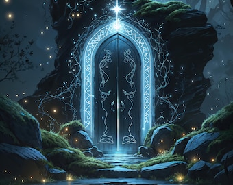 Durin’s Door Poster – Whimsical Elvish Gate Art| Digital Printable