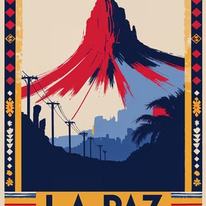 La Paz Bolivia Travel Poster: Retro City Wall Art (Digital Download
