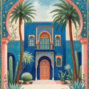 Whimsical Jardin Majorelle Wall Art Print – Moroccan Garden Magic | Digital Instant Printable