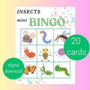 Bugs + Insects Mini Bingo Game | Preschool Introductory Game| Digital Download
