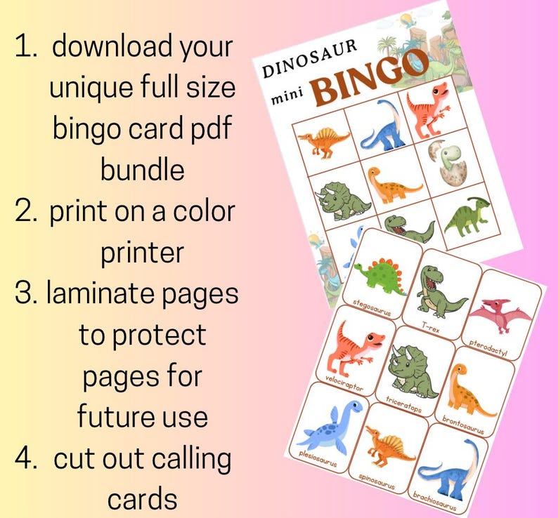 Dinosaur Bingo Game | Prek, TK, Kindergarten Introductory Game (digital ...