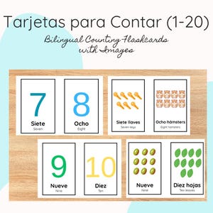 Counting Flashcards in Spanish | Bilingual Number Cards 1–20 | Printable for Toddlers, Preschool, Homeschool