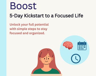 5-Day Productivity Boost eBook | Digital Download PDF | Focus & Motivation Planner