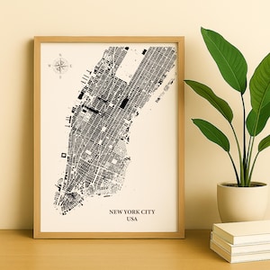 New York City Map Print - Digital Download, City Print, City Map, Map Print, Map Print Poster, Gift Map, Home Decor, Office Decor, Map #001