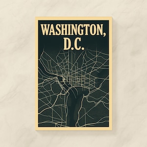 Washington DC Postcard – Vintage Digital Map Print, Retro Travel Wall Art, US Capital Printable Souvenir, Digital Download, Travel Gift