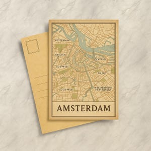 Vintage Amsterdam Map Postcard Print: Retro Netherlands Travel Art (Digital Download