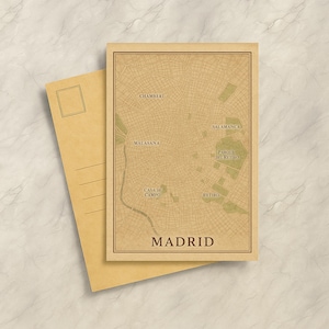 Vintage Madrid Postcard Print – Retro City Map Wall Art, Travel Gift, Spain Decor, Madrid Souvenir, Digital Download, Gift Map