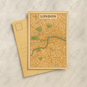 Vintage London Postcard Print – Retro City Map Wall Art, Travel Gift, UK Decor, England Decor, London Souvenir, Digital Download, Gift Map