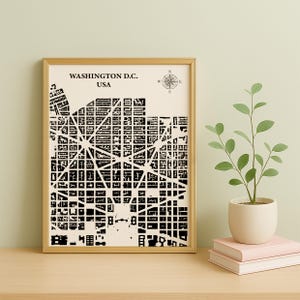 Washington D.C. Map Print - Gift for Her, City Print, City Map, Map Print, For Wife, Gift Map, Home Decor, Office Decor, Map #008