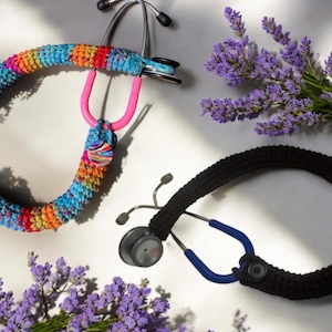 Stethoscope Cover BUNDLE, 1 black cover, 1 kaleidoscope print cover