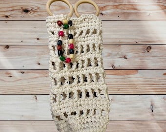 Tote bag, Wine bottle tote,wine tote, wine tote bag, crochet, macrame, handmade tote