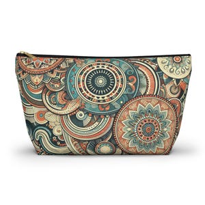 Boho Print Accessory Pouch, Makeup Bag, Travel Organizer, Gift for Her, Boho Style, Floral Print Storage