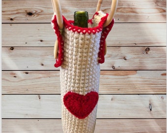 Wine bottle tote, wine tote, wine tote bag, crochet