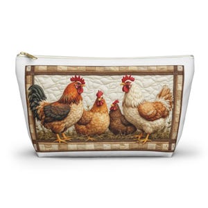 Chickens Accessory Pouch, Farmhouse Decor, Zipper Bag, Cute Chicken Gifts, Kitchen Organization, Egg Enthusiast Pouch