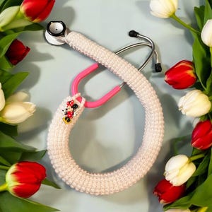 Stethoscope Cover, Minnie Mouse, white soft yarn stethoscope covers