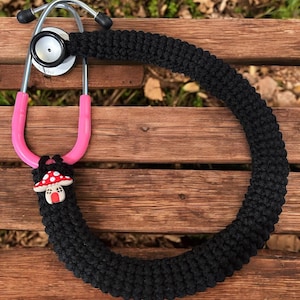 Stethoscope Cover, Mushroom, basic black soft yarn stethoscope covers