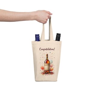 Congratulations Double Wine Tote Bag, Wedding Gift, Hostess Present, Wine Lover Accessory, Celebration Tote, Unique Gift Bag