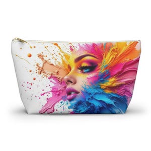 Colorful Art Accessory Pouch, Vibrant Makeup Bag, Artist&#39;s Cosmetic Case, Gift for Creatives, Fun Pouch for Essentials
