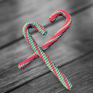 Crochet Candy Cane Christmas ornaments , set of 4