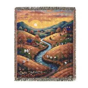 Folk Art Woven Blanket, 3 Size Choices
