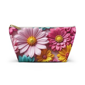 Bolsa para accesorios con estampado floral primaveral, bolsa de maquillaje, organizador de viaje, regalo para ella, bolsa con estampado floral, soporte para accesorios.