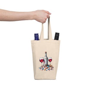 Chic Beach Theme Double Wine Tote Bag for Wine Lovers, Perfect for Gifts, Picnics, Outdoor Events, Celebrations, Parties