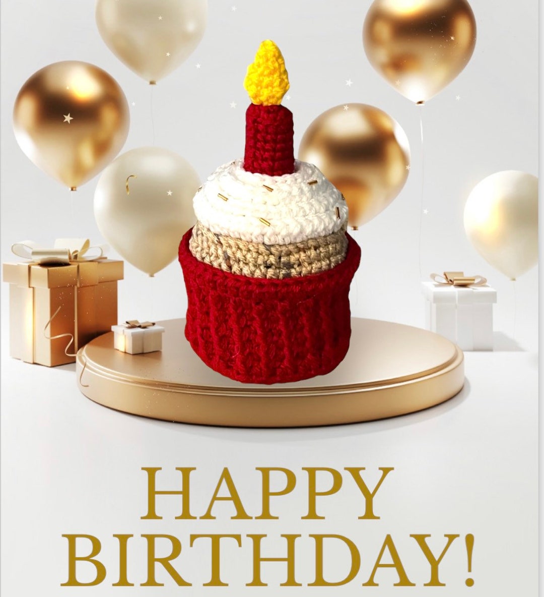 Happy Birthday Crochet Cupcake Dessert Food Cupcakes Birthday