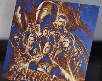 Avengers 3D Printed Artwork, Four Color Hueforge (8"x8")