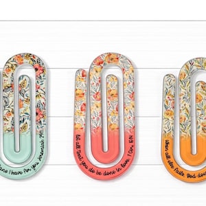 Floral Bible Verse Paperclips, Christian Bookmark Clips, Scripture Page Markers, Bible Study Gift