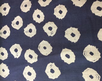 Circles in Indigo Blue, Mudcloth, Twilight Collection by Whistler Studios for Windham Fabrics, 1/2 yard