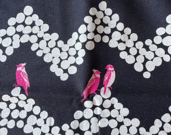 Parakeet in Black, Echino for Kokka Fabrics 1/2 yd, Canvas