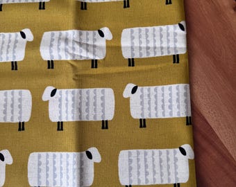 Kokka, Sheep in Gold, Charms Collection by Ellen Baker, 1/2 yd Canvas OOP