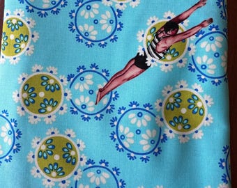 Free Spirit Fabrics, Neptune & The Mermaid Collection by Tokyo Milk, Song of the Siren in Turquoise, 1/2 yard, Rare and OOP