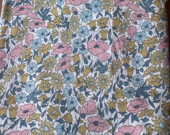 Poppy & Daisy in Pink and Mustard, Liberty of London Tana Lawn, 1/2 yard
