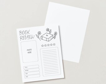 Szablon recenzji książki do druku | Strona recenzji czytania | Szablon recenzji książki CottageCore Floral | Cyfrowa recenzja książki w formacie PDF