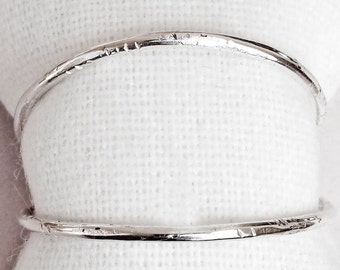 Sterling Silver Scarf Slide Ponytail Hair Ring Napkin Ring Stone and Hammer Textured Handmade Medium Size "A"