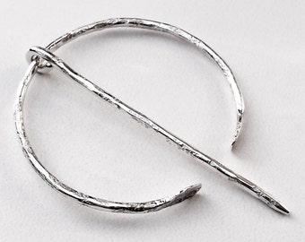 Sterling Silver Penannular Fibula Handmade Viking Cloak Pin Brooch Larger Size "B"