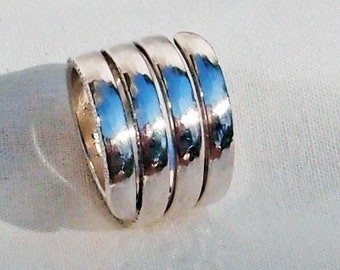 Sterling Hand Forged Spiral Ring with Lightly Dimpled Texture Size 5.5