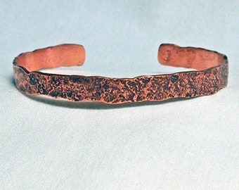 Basic Stone Textured Copper Bracelet E Handmade