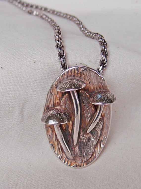 Items similar to Silver Mushroom Pendant for Him OOAK Handmade on Etsy