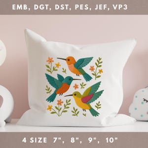 Bird Machine Embroidery Design Floral Embroidery File Colorful Bird Stitch Pattern DIY Craft Project Wall Art Home Decor