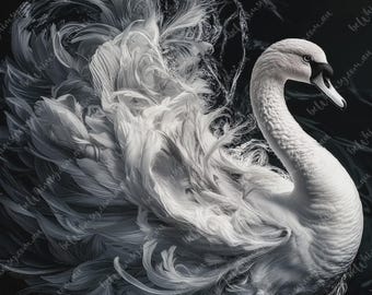 Anmut | Der ätherische Schwan | Möbel Transferfolie Decoupage Papier | Extra Großes Reispapier A0 A1 A2 A3 | beWHIMSY Art