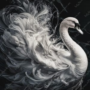 Grace | The Ethereal Swan | Furniture Transfer Decoupage Paper | Extra Large A0 A1 A2 A3 Rice Paper | beWHIMSY Art