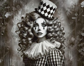 Harlekin | Gothic Zirkus | Möbel Transfer | Extra Großes Decoupage Reispapier A0 A1 A2 A3 | Gespiegelte Option